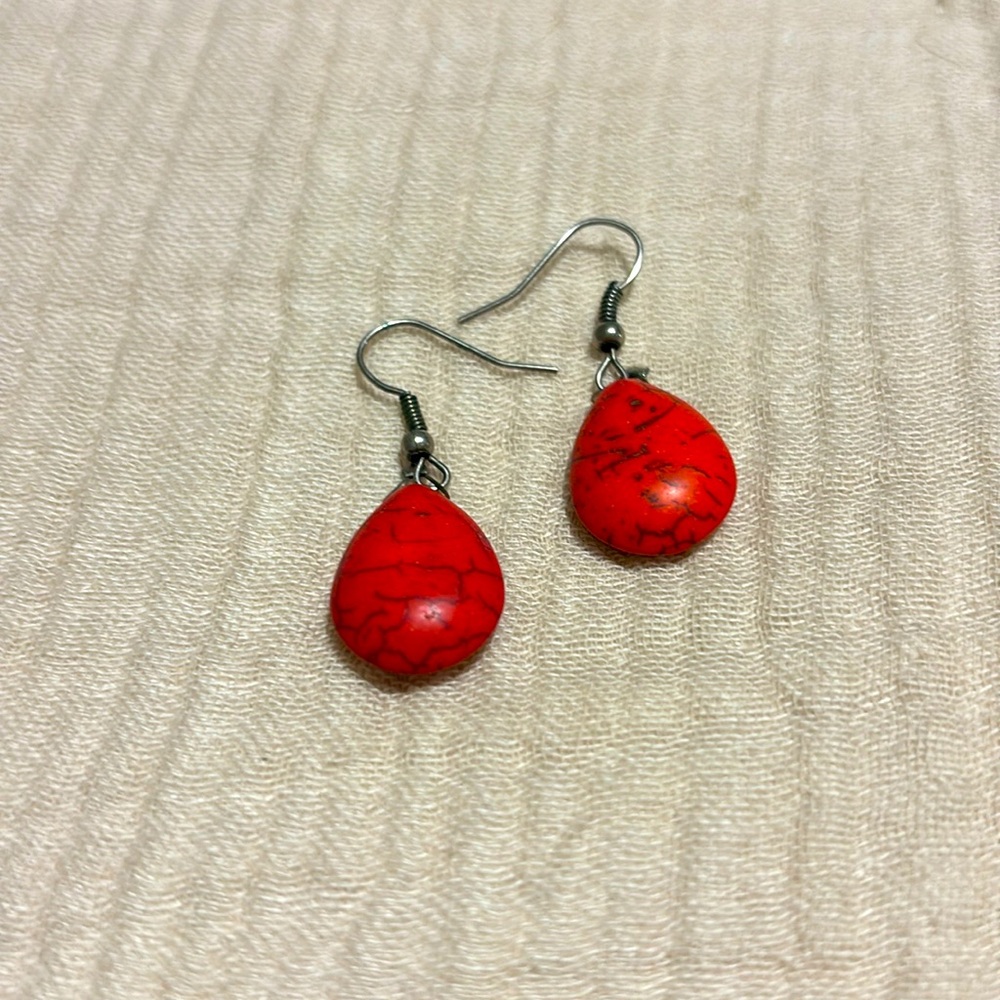 Red bead earrings
